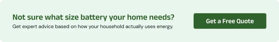 Call to action banner inviting homeowners to get expert advice and a free quote for choosing the right solar battery size