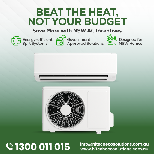 Energy-efficient split system air conditioner with NSW AC incentives, designed for NSW homes and approved government solutions.